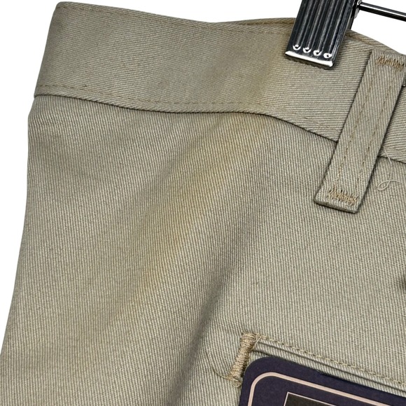 Lee Pants Mens 44x30 Khaki Tan Double Pleat Relaxed Fit Tapered Leg Wrinkle Free - Picture 10 of 13